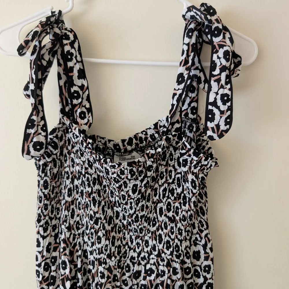 Diane Von Furstenberg X Target Womens  Medium Smocked Midi Dress Black Vacation - Picture 2 of 5